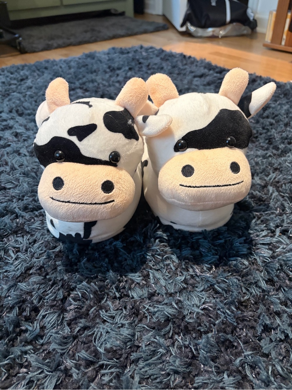 Cow Plush Slippers - Cute Black & White Pair